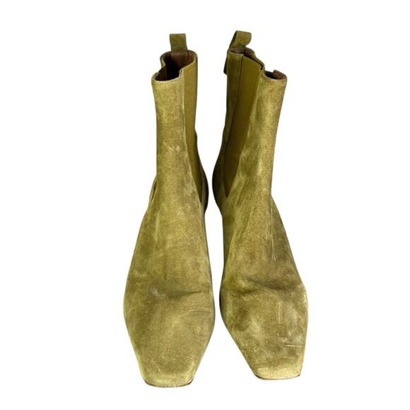 Reformation Roberta Ankle Boots Olive Suede Pointed Snip-Toe Kitten Heel 9.5 - Picture 5 of 9